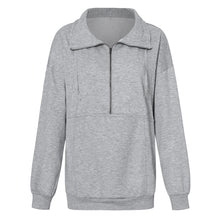 Laden Sie das Bild in den Galerie-Viewer, Einfarbiges Sweatshirt mit Revers und Reißverschluss