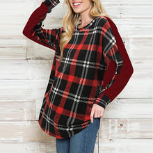 Laden Sie das Bild in den Galerie-Viewer, Rundhals-Langarm-Karo-Sweatshirt
