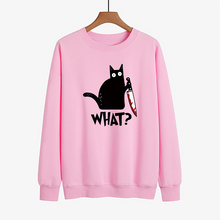 Laden Sie das Bild in den Galerie-Viewer, Lustiges T-Shirt mit schwarzem Katzendruck