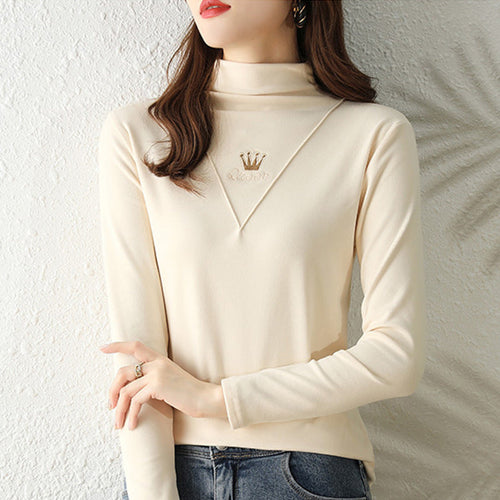 Lässige Langarm-Rollkragenpullover für Damen