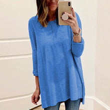 Laden Sie das Bild in den Galerie-Viewer, Langärmeliges T-Shirt mit Rundhalsausschnitt