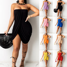 Laden Sie das Bild in den Galerie-Viewer, Sexy einfarbiges schulterfreies Kleid