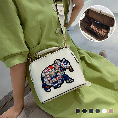 Modische bestickte Umhängetasche mit breitem Riemen