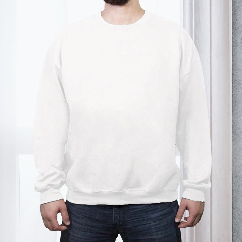 Lässiger Lockerer Einfarbiger Fleecepullover mit Rundhalsausschnitt