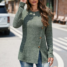 Laden Sie das Bild in den Galerie-Viewer, Geschlitzter Strickpullover mit Rundhalsausschnitt für Damen