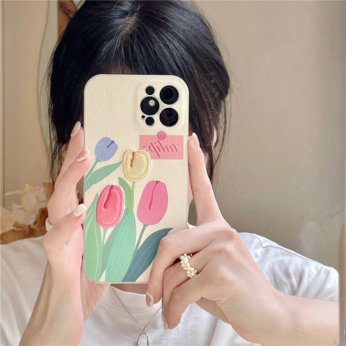 Niedliche Blumen-iPhone-Hülle mit Telefon-Lanyard