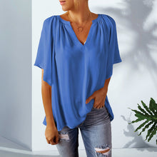 Laden Sie das Bild in den Galerie-Viewer, Modische Chiffonbluse Mit V-Ausschnitt