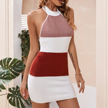 Laden Sie das Bild in den Galerie-Viewer, Ärmelloses Strickpulloverkleid mit Neckholder für Damen