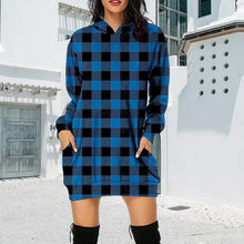 Laden Sie das Bild in den Galerie-Viewer, Mittellanges Kariertes Kapuzen-Sweatshirt