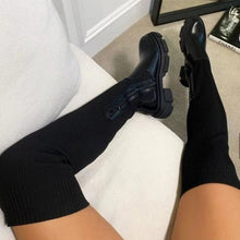 Laden Sie das Bild in den Galerie-Viewer, Kniehohe Elastische Strickstiefel