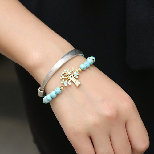 Baum des Lebens Türkis Zirkon Armband
