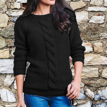 Laden Sie das Bild in den Galerie-Viewer, Damen Strickpullover mit Rundhalsausschnitt