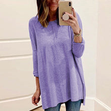 Laden Sie das Bild in den Galerie-Viewer, Langärmeliges T-Shirt mit Rundhalsausschnitt