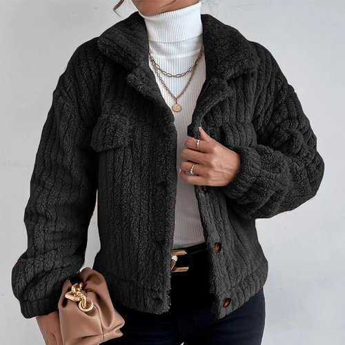 Revers-Plüsch-Jacke