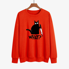 Laden Sie das Bild in den Galerie-Viewer, Lustiges T-Shirt mit schwarzem Katzendruck