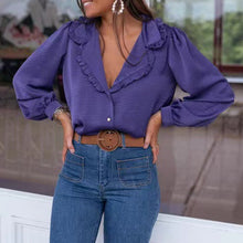 Laden Sie das Bild in den Galerie-Viewer, Gekräuselte Revers-Bluse