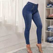 Laden Sie das Bild in den Galerie-Viewer, Zweireihige Röhrenjeans mit hoher Taille