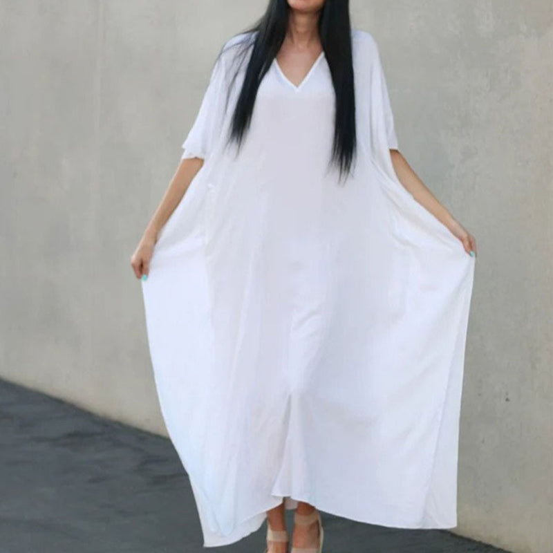 Einfarbiges Lockeres Urlaubskleid