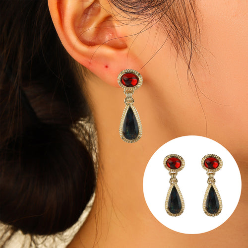 Rubin-Ohrringe in Tropfenform