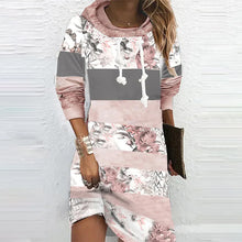Laden Sie das Bild in den Galerie-Viewer, Langärmliges Kleid mit Blumenmuster und Kapuze