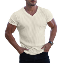 Laden Sie das Bild in den Galerie-Viewer, Einfarbiges Atmungsaktives Strick-T-Shirt Mit V-Ausschnitt