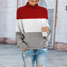 Laden Sie das Bild in den Galerie-Viewer, Modischer Rollkragenpullover mit Farbblock