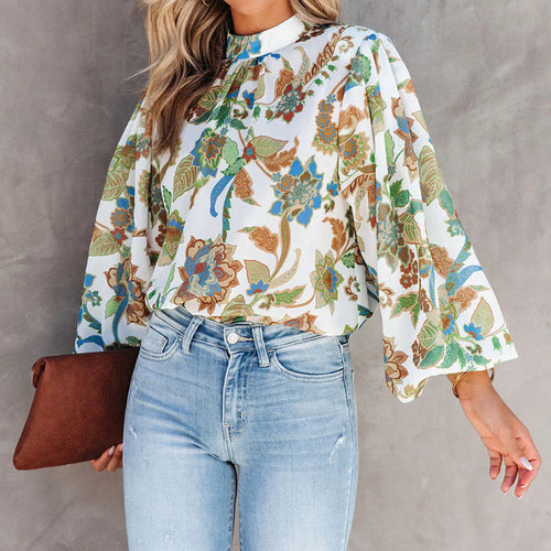 Hemd mit Ballonärmeln und Stehkragen