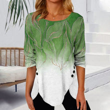 Laden Sie das Bild in den Galerie-Viewer, Bedrucktes T-Shirt mit unregelmäßigem Saum und Rundhalsausschnitt