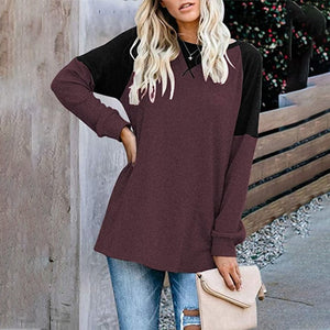 Langarm-T-Shirt mit Rundhalsausschnitt und Farbblock