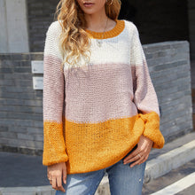 Laden Sie das Bild in den Galerie-Viewer, Gestreifter Panel-Kontrast-Strickpullover