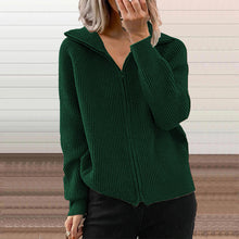Laden Sie das Bild in den Galerie-Viewer, Locker gestrickter Pullover mit Reißverschluss am Revers