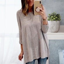 Laden Sie das Bild in den Galerie-Viewer, Langärmeliges T-Shirt mit Rundhalsausschnitt