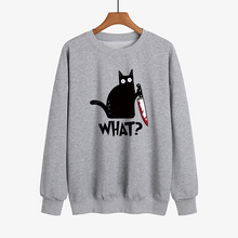 Laden Sie das Bild in den Galerie-Viewer, Lustiges T-Shirt mit schwarzem Katzendruck
