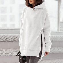 Laden Sie das Bild in den Galerie-Viewer, Langarm-Fleece-Sweatshirt mit Kapuze für Damen