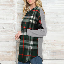 Laden Sie das Bild in den Galerie-Viewer, Rundhals-Langarm-Karo-Sweatshirt