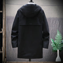 Laden Sie das Bild in den Galerie-Viewer, Mittellanger Trenchcoat mit Kapuze