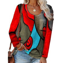 Laden Sie das Bild in den Galerie-Viewer, Lässiges Langarm-T-Shirt mit Farbblock