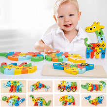 Laden Sie das Bild in den Galerie-Viewer, Pädagogisches 3D-Holzpuzzle für Kinder