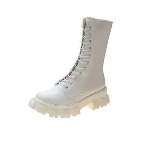 Einfarbige Herbst- und Winterstiefel mit Dicker Sohle