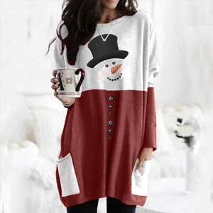 Weihnachten Langärmliges Kleid mit Schneemann