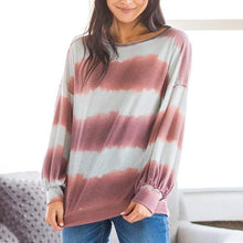 Laden Sie das Bild in den Galerie-Viewer, Lockeres Langarm-T-Shirt mit Rundhalsausschnitt