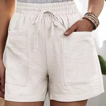 Laden Sie das Bild in den Galerie-Viewer, Sommer Damen lässige lockere Leinenshorts