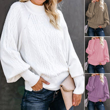 Laden Sie das Bild in den Galerie-Viewer, Lockerer Einfarbiger Langärmliger Strickpullover