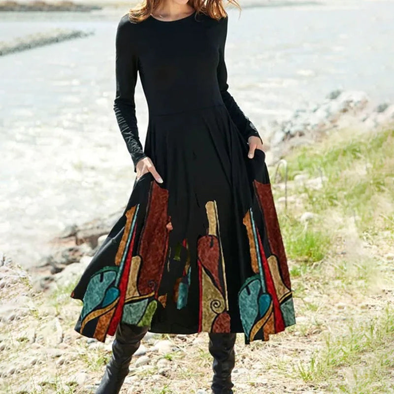 Langärmliges Bedrucktes Kleid