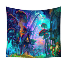 Laden Sie das Bild in den Galerie-Viewer, Psychedelische Waldpilz Wandteppich Kunstdekorationsdecke