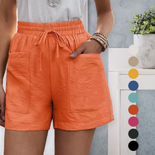 Laden Sie das Bild in den Galerie-Viewer, Sommer Damen lässige lockere Leinenshorts