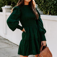 Laden Sie das Bild in den Galerie-Viewer, Damen Herbst Langarm Rundhals Prinzessin Kleid