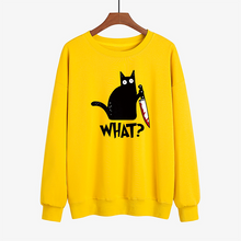 Laden Sie das Bild in den Galerie-Viewer, Lustiges T-Shirt mit schwarzem Katzendruck