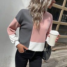 Laden Sie das Bild in den Galerie-Viewer, Gestrickter Sweatshirt mit Farbblock