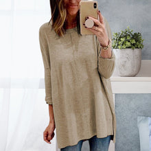 Laden Sie das Bild in den Galerie-Viewer, Langärmeliges T-Shirt mit Rundhalsausschnitt